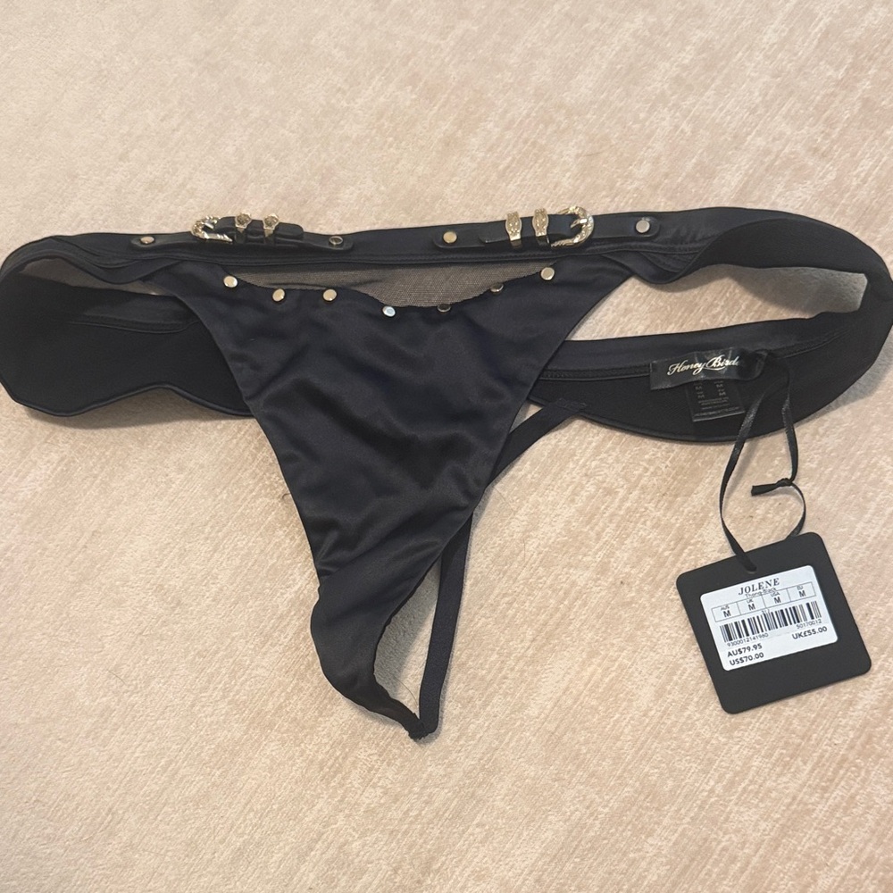 Honey Birdette Jolene NWT Thong with Gold Accents, size M